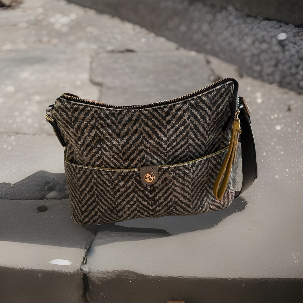 Spartina 449 Purse - Women's‎ Shoulder Bag - Black/gray - Linen And Leather B8